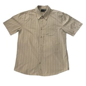 MEN'S HURLEY Button-down Shirt Short Sleeve Light Cream Stripe Size Large